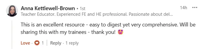 Linkedin review of Inclusive PowerPoint Design by Anna Kettlewell-Brown
