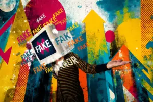 Students learning how to spot fake news and misleading information online using media literacy skills
